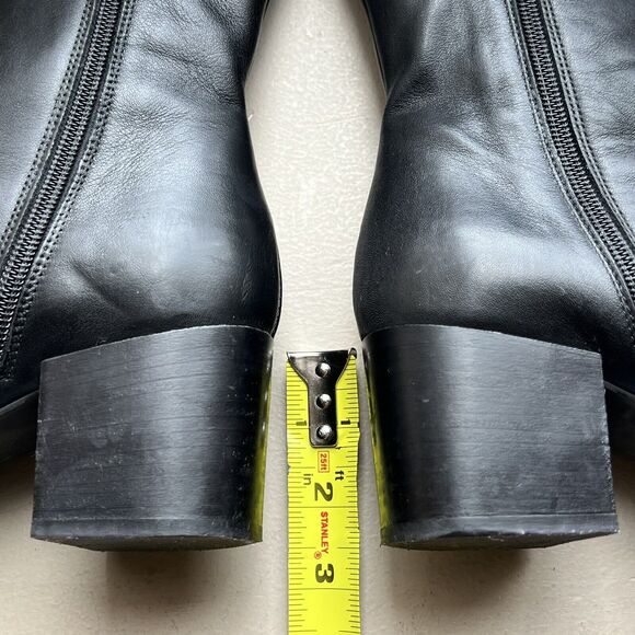 Aquatalia Black Leather Block Heel Studded Ankle Boot w/ Zip Size 7 ($550 New) - Picture 11 of 16